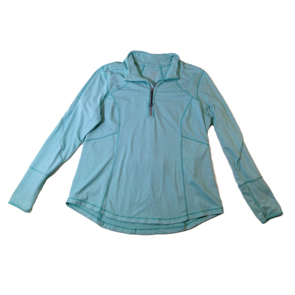 Tangerine Womens XXL Mint Green Striped Quarter Zip Active Top FW9450C693